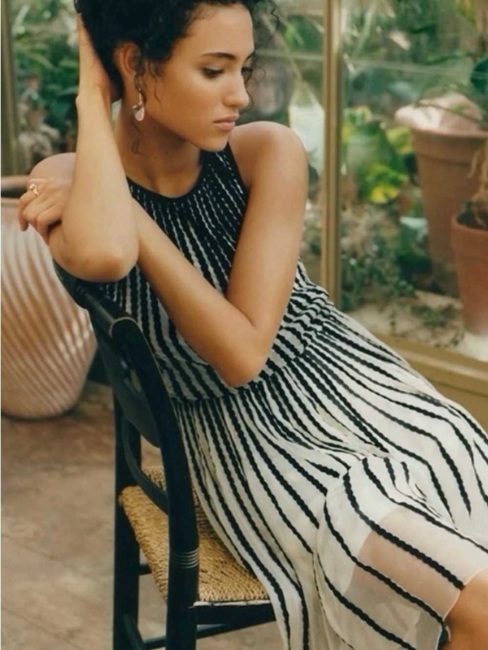Anthropologie Black and White Striped Dress
